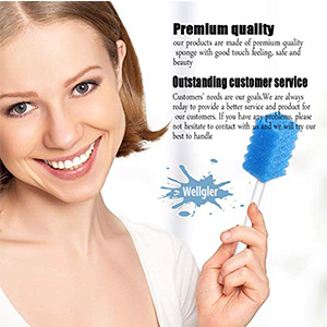 Disposable Oral Care Swabs Tooth Cleaning Mouth Swabs (50 Blue)