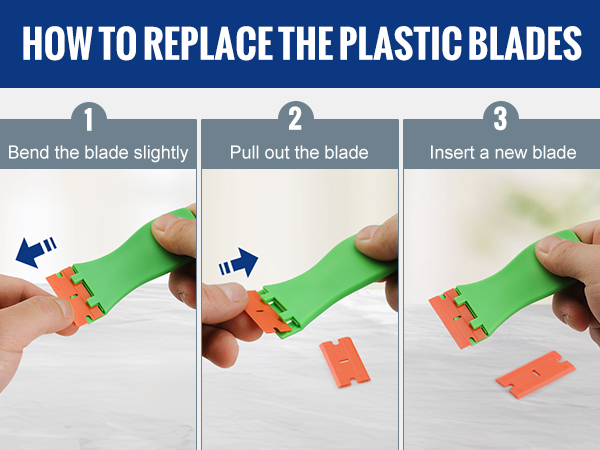 WORKPRO Plastic Razor Blade Scraper Kit, 3 Scrapers with 120 Blades