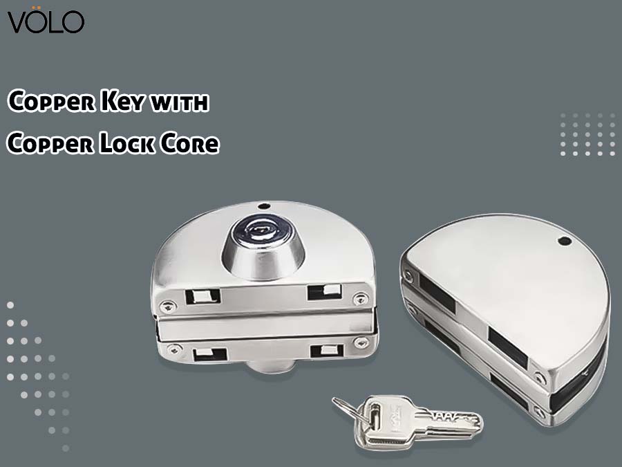 Volo Stainless Steel Glass to Door Lock with Keys (Silver)