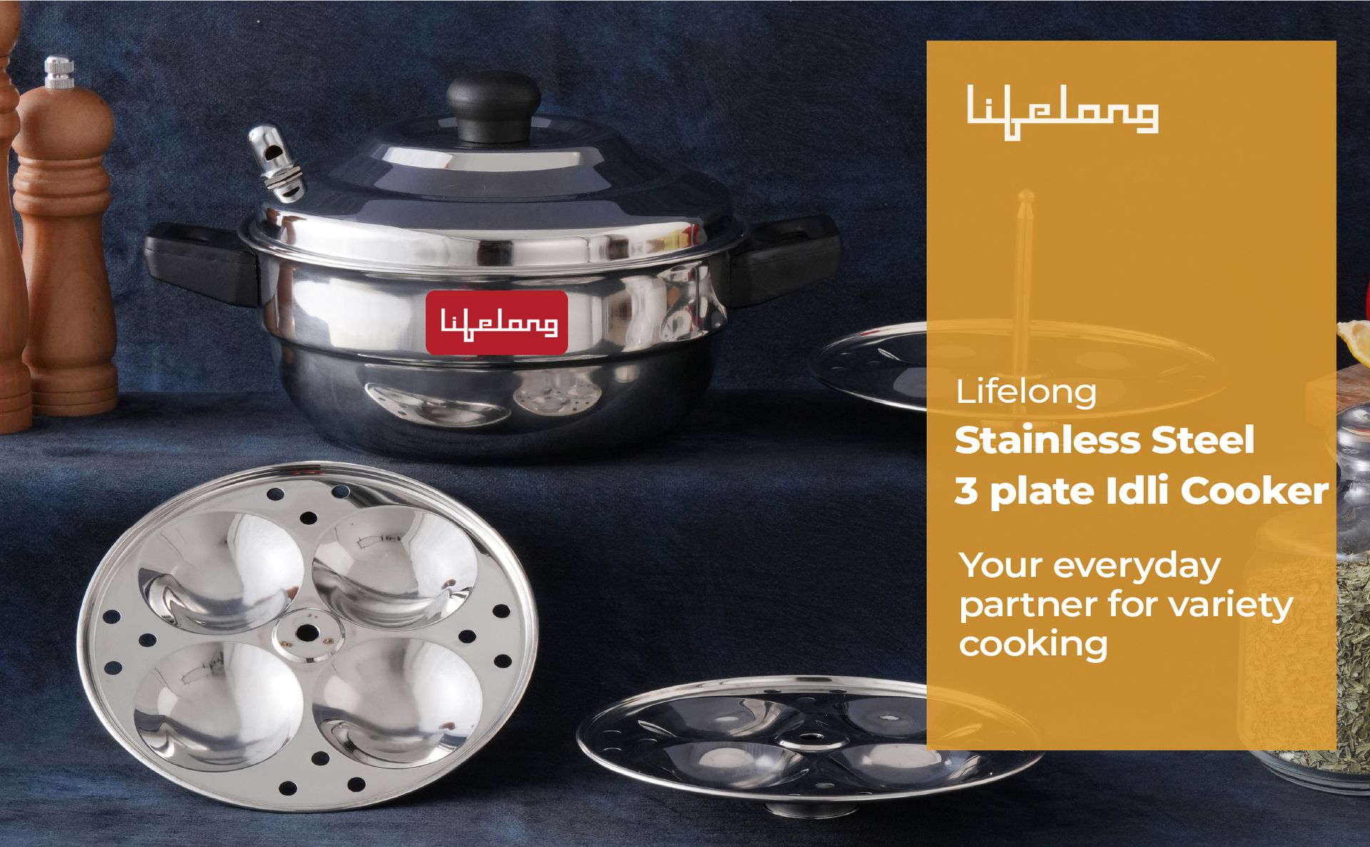 Lifelong Idli Cooker 3 Plate | 12 idlis | Stainless Steel Idli Cooker, Induction and Gas Stove Compatible Idli Maker (LLIDCKR03, Steel Silver)