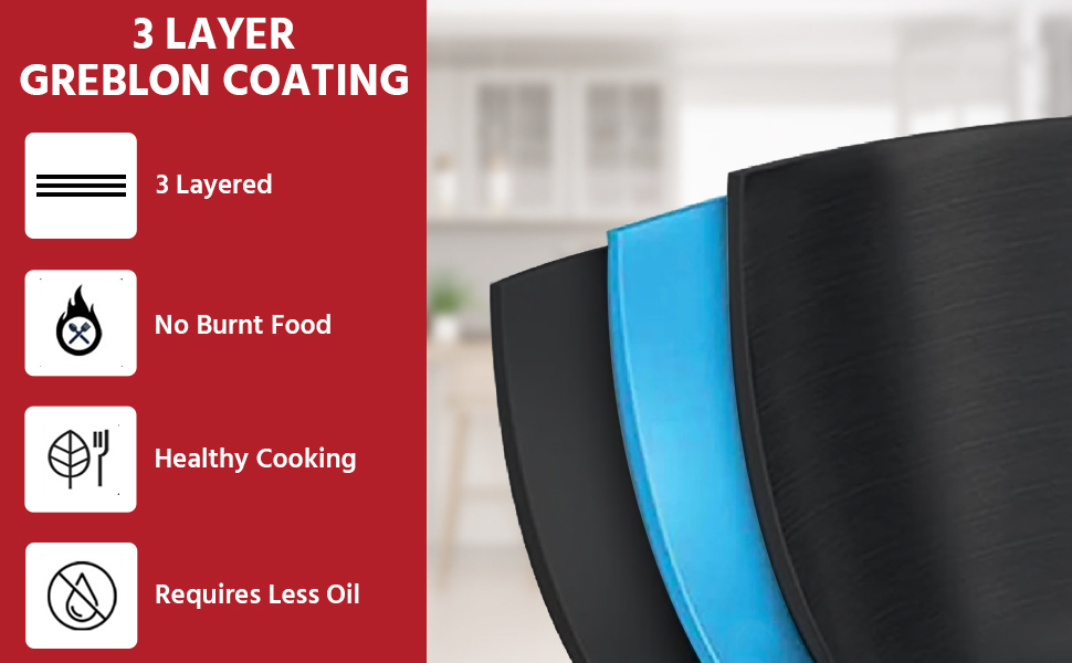 Lifelong Non-Stick Frying Kadai with Glass Lid | 2.5 Litre & 24 cm Induction and Gas Compatible Cookware Kadhai | Scratch Resistant Kadai for Cooking Curry, Dal, Rice & Biryani (LLKA02, Black)