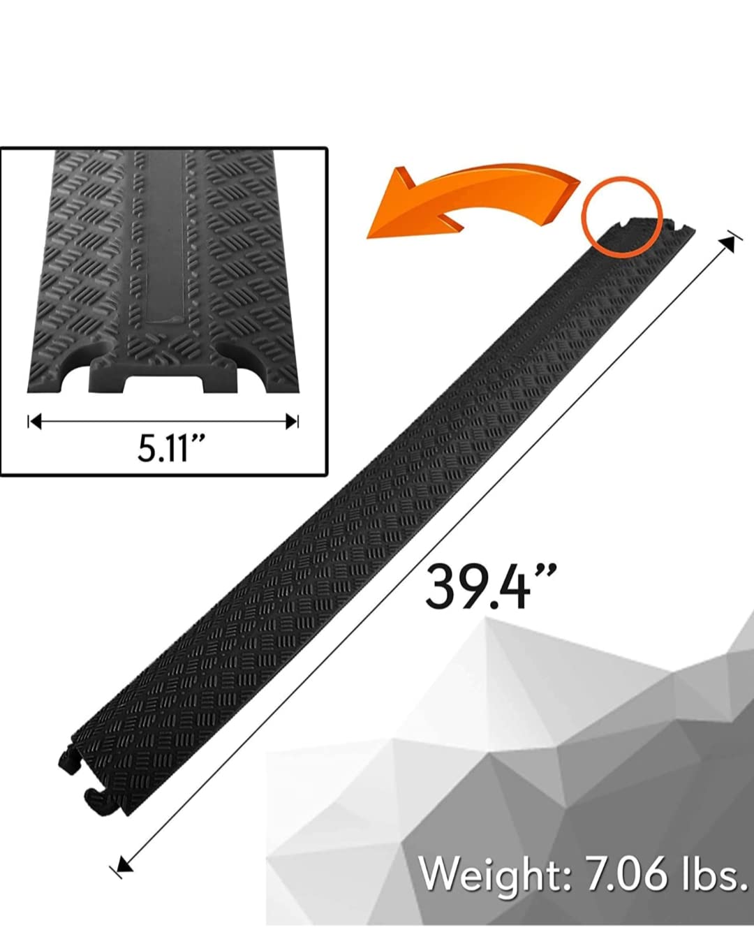 ABS INDUSTRY Heavy Duty Rubber Cable Protector Bump/Hump Speed Breaker Heavy Duty Hose Cable Track Protector Protective Cover Wires Concealer Floor Cord Cover Cord Protector Black (Small)