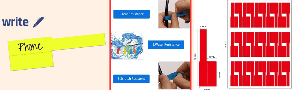 True-Ally 240 PCS Cable Labels, 8 Colors Waterproof Cable Tags Wire Labels for Cable Management, Cord Labels Can Write On, Self Adhesive Wire Labels Easy Handwriting. Cable Organiser