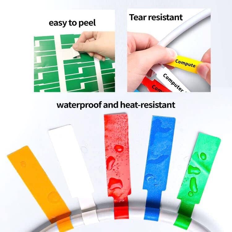 True-Ally 240 PCS Cable Labels, 8 Colors Waterproof Cable Tags Wire Labels for Cable Management, Cord Labels Can Write On, Self Adhesive Wire Labels Easy Handwriting. Cable Organiser