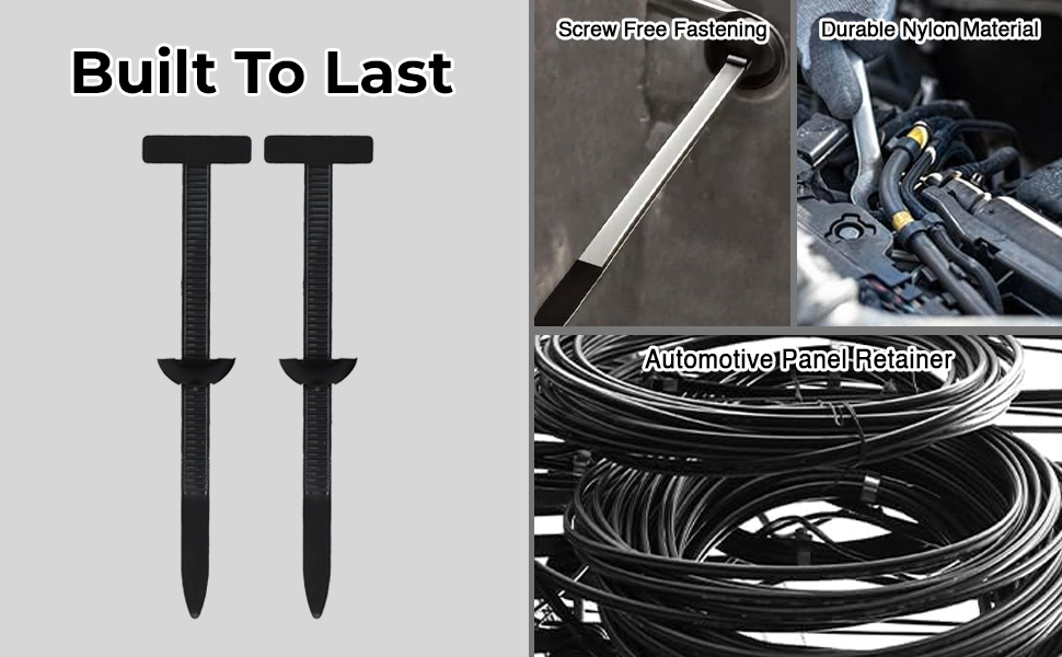 STHIRA 50Pcs Nylon T-Type Push Mount Cable Ties for Automotive Panels