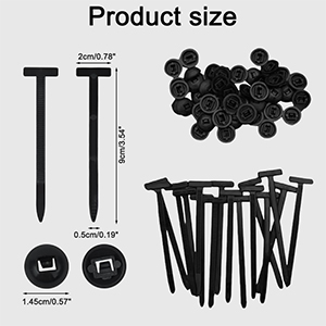 STHIRA 50Pcs Nylon T-Type Push Mount Cable Ties for Automotive Panels