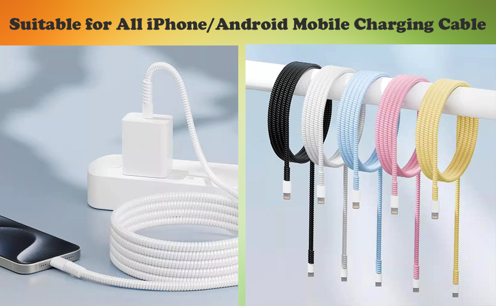 Ultimate Spiral Chargers Cable Protector Protective Sleeve Cover, Headphone Saver for Mobile Phone, iPhone and Android Charging Cables (Shine 1 PEC)