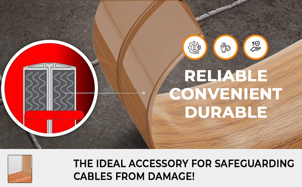 HASTHIP® 6.6FT Floor Cord Cover Self Adhesive Cord Hider Cable Protector