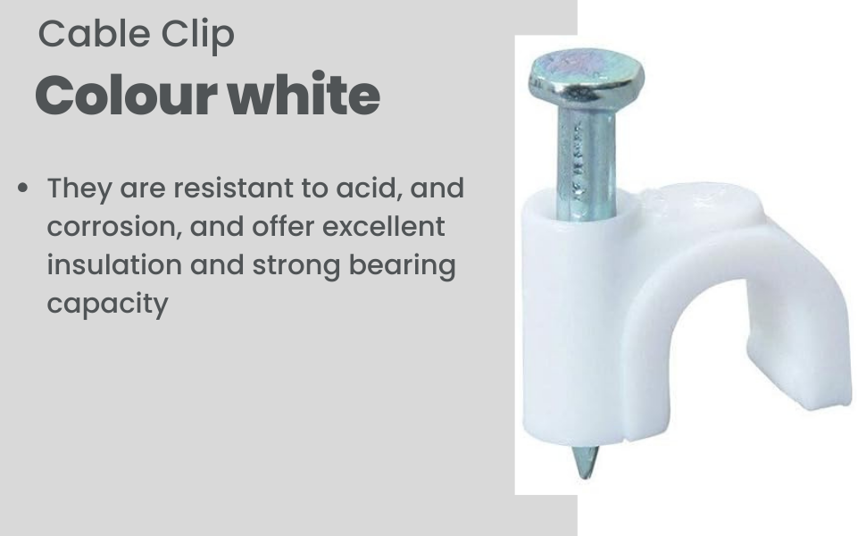 Elegant Casa Cable Clip, White, 200 Pieces