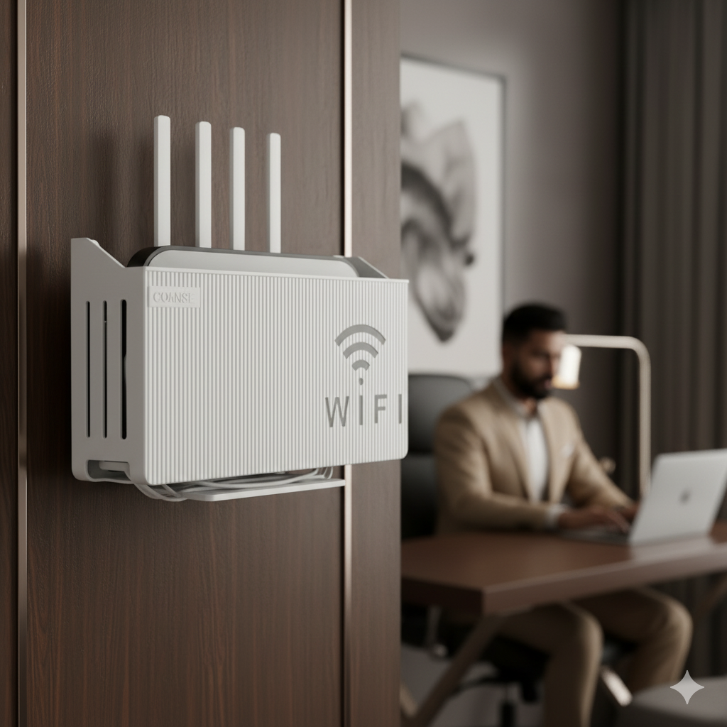 Wall Mount WiFi Router Shelf, White