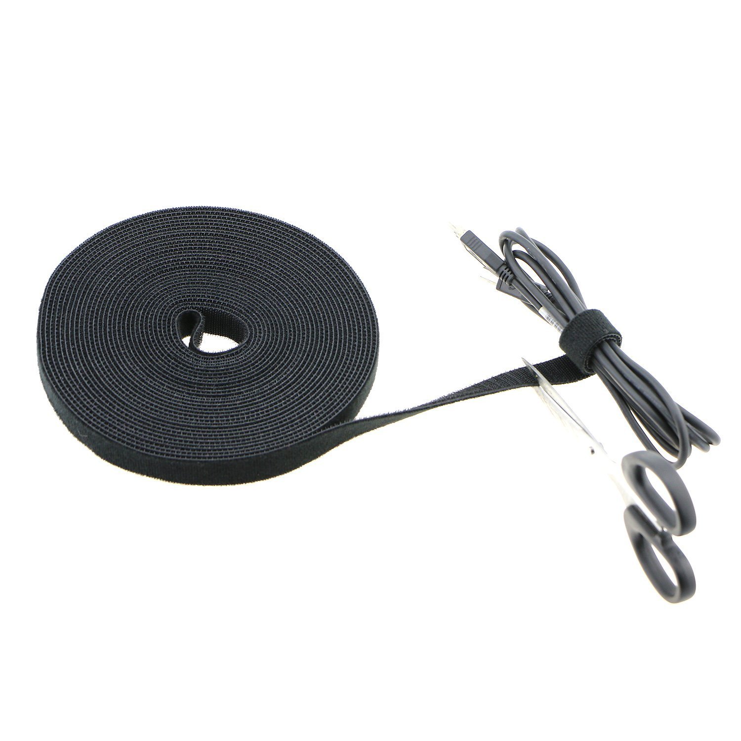 Store2508 Fastening Tape Cable Tie Double Side Hook & Loop Nylon Strap Power Wire Management (1 cm x 630 Cm)