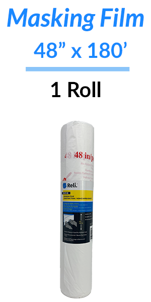 Reli. Masking Film 1 Roll | 180' x 48" | Pre-Folded Plastic