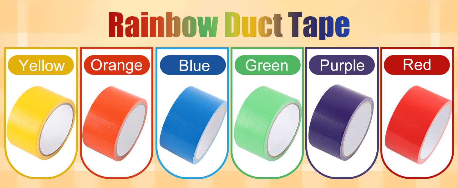 Lichamp Rainbow Colored Duct Tape, 6 Pack 2 inches x 10 Yards