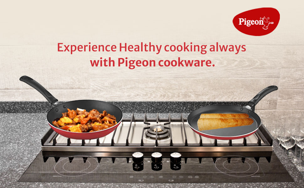 Pigeon Aluminium Non Stick Tawa-Fry Pan Gift Set (Red) - Duo Pack