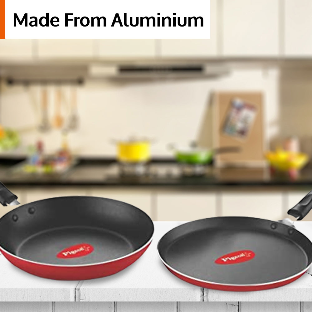 Pigeon Aluminium Non Stick Tawa-Fry Pan Gift Set (Red) - Duo Pack