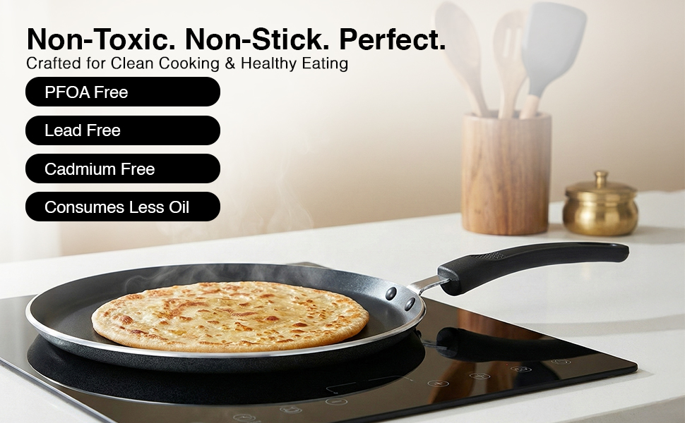 Prestige Non-Stick Dosa Tawa 27.5cm | OSP IB | Gas & Induction Compatible | PFOA Free | Metal Spoon Friendly | Sturdy Handle | 1Y Warranty | ISI Certified
