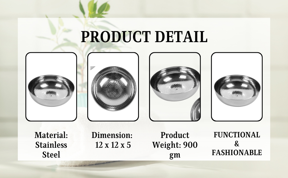 KC Sandwich Bottom Heavy Guage Stainless Steel Hammered Tasla, Without Handle Kadhai Cookware(1500 ML)