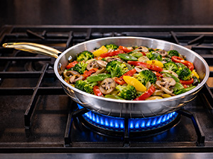 SOLARA MontClaire Premium Triply Stainless Steel Frying Pan with Golden Handle, 22cm(1.7L) Fry Pan – Induction Friendly, Pan for Cooking, 100% Toxin-Free and Chemical-Free Cookware