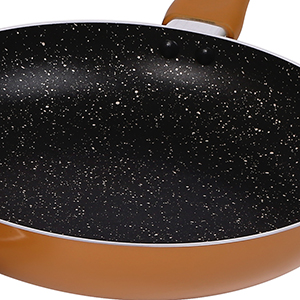 Prestige Omega Deluxe Non-Stick Cookware 3 Pc Set |PFOA Free 5-Layer Coating | Omni Tawa 25 cm | Fry Pan 24 cm | Kadai with Glass Lid 24 cm | Brown | Dishwasher Safe