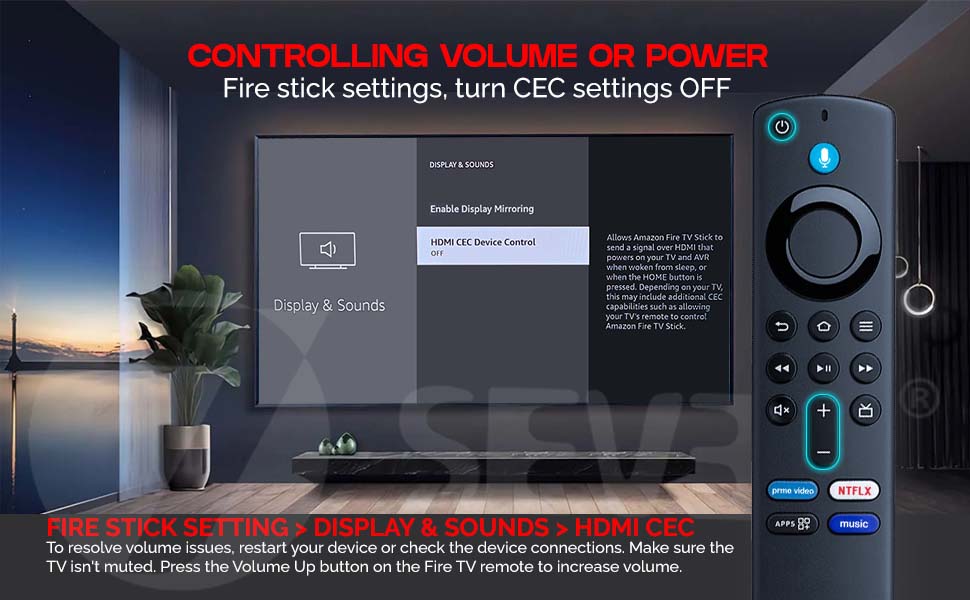 7SEVEN® Compatible with Fire Tv Stick Remote Original Model L5b83G S3L46N Only 3rd Generation Fire TV Stick 4K Device with Voice Bluetooth Remotes Control - Pairing Must, Refer Troubleshooting Steps