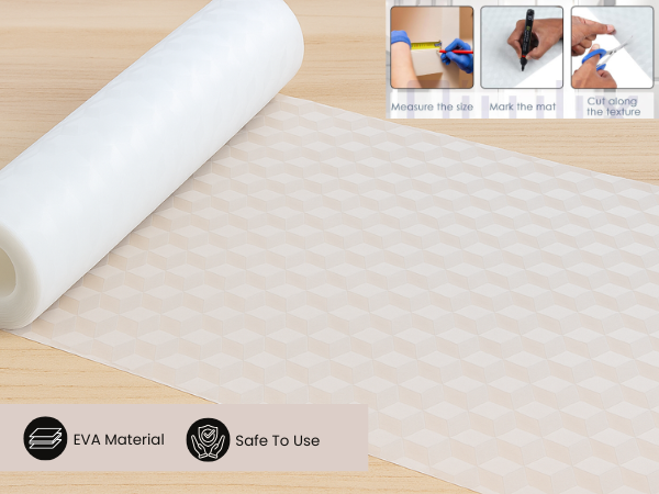 Niwlix (45 cm x 3 M Roll) Anti Slip Kitchen Cabinet Drawer Shelf Mat Liner Sheets Floral Shelf Liners for Kitchen Shelves, Cupboard Sheets,Fridge Mats, Super Strong EVA, Water Resistant (White)
