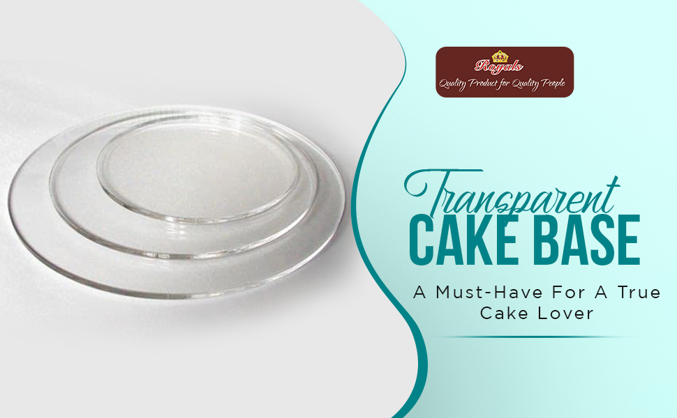 Royals Round Acrylic Transparent Base for Cake (10inch-1pc) | Cake Boards, Reusable Cake Circles Cake Base | Cake Base Plate | Cake Pizza Circle Scalloped | Cake Disc |