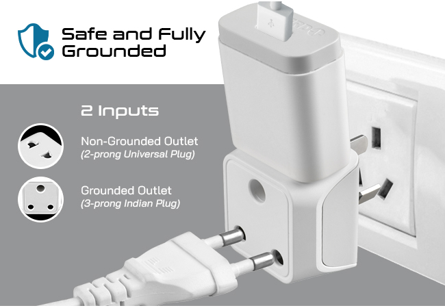 Ceptics India to Australia Adapter Plug, China, New Zealand & More - Type I - CE Certified - RoHS Compliant - White - CE - RoHS - 3 Pack - Lifetime Limited Warranty