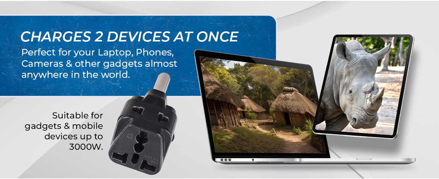 Orei India to South Africa, Botswana, Namibia & More (Type M) Travel Adapter Plug - 2 in 1 - CE Certified - RoHS Compliant - 2 Pack - Black Color (P21-10L-2PK)
