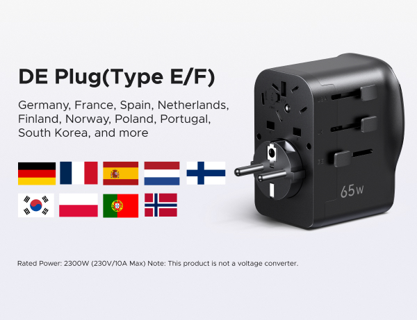 UGREEN 65W Max 4-Port Universal Travel Adapter Worldwide