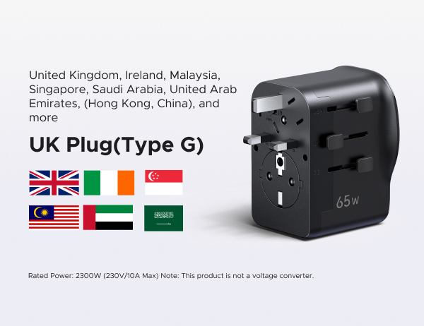 UGREEN 65W Max 4-Port Universal Travel Adapter Worldwide