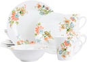 Elama Spring Bloom 16 Piece Round Porcelain Dinnerware Set