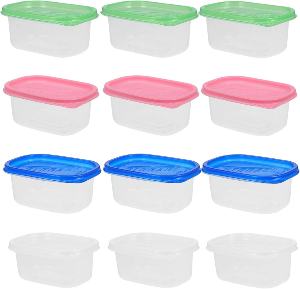 12 Pack 280ml Rectangular Containers Lids Food Storage Boxes Fruit Crisper Packing Crisper Small Food Containers Refrigerator Mini