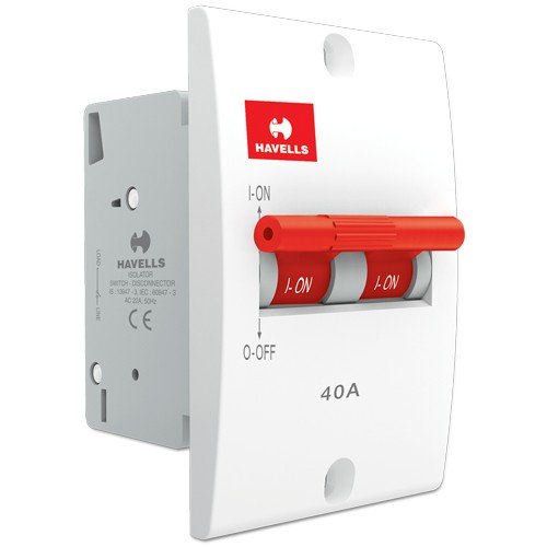 Havells DHMNIDPX040 Débrancheur Plastic PVC 40A DP Mini MCB (Blanc)
