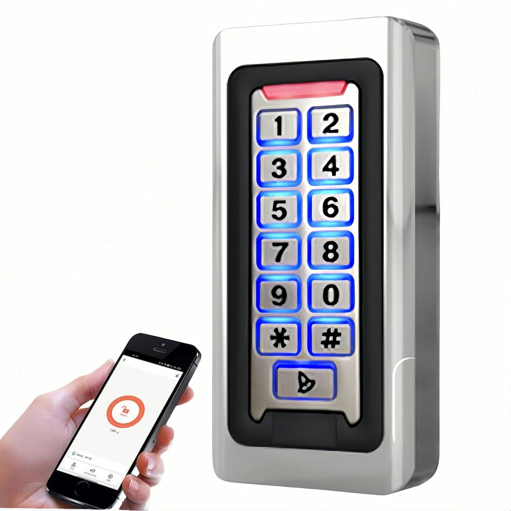 WiFi Smart Garage Door Opener Keypad, IP68 Waterproof Metal Wireless Door Access Control System, Wireless Gate Buzzer Entry System with Backlight Multiple Unlocking Options for Garage Gate