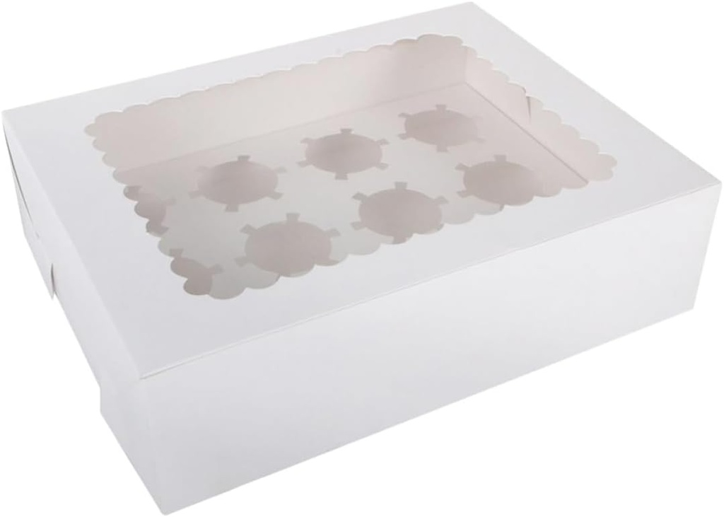 Tall Cake Box Window 12-cavity Cupcake Box Container Muffin Containers for Home Party and Gathering