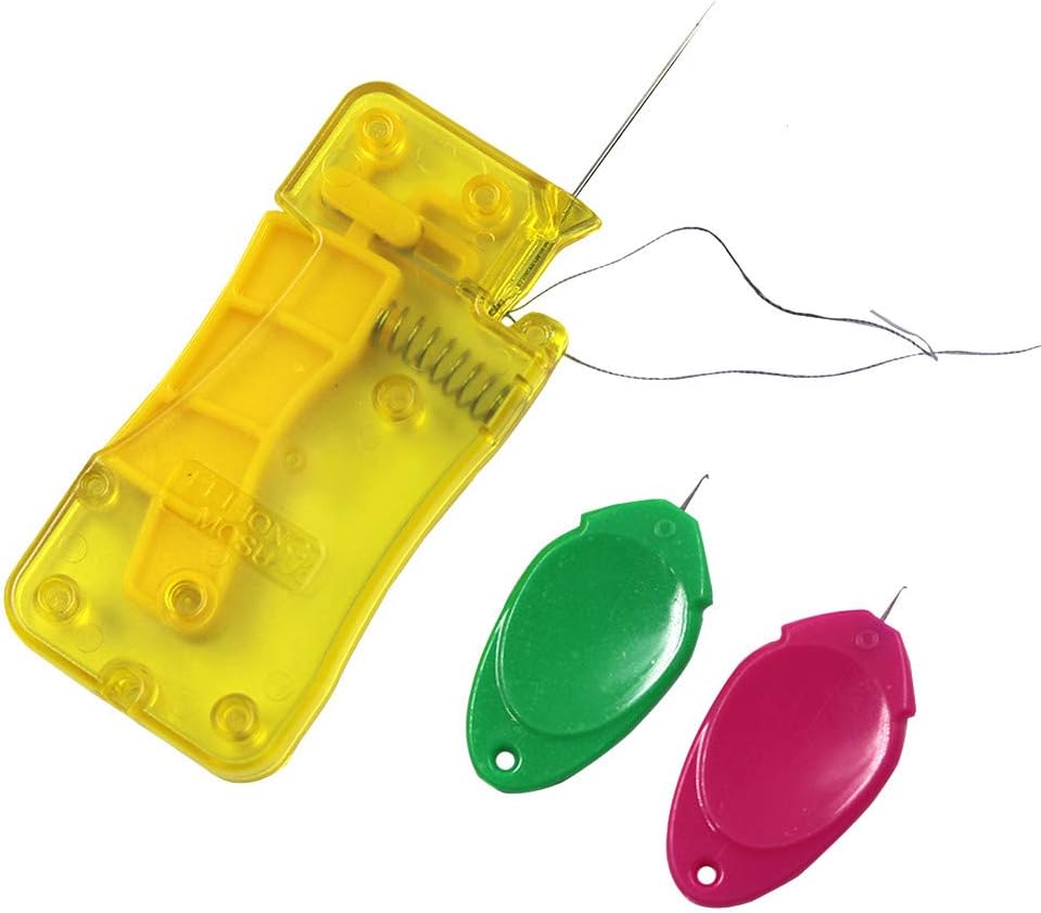 Automatic Needle Threader, with 2 Pcs Plastic Needle Threader Easy Needle Threader Tool Sewing Accessories