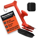 ThermoMaven BBQ Grill Brush Bristle Free - 17" Safe Steam Grill Cleaner Brush with Scraper and 3 Brush Heads for Porcelain/Gas/Charcoal Grill Outdoor Grill Barbecue Cleaner
