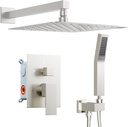 Rain Shower System Brushed Nickel, Starbath Rainfall Shower Head with Handheld Spray Complete Wall Mounted Rainfall Shower Faucet Set,2 Way Pressure Balance Shower Valve and Trim Kit Included