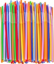 100 PCS Colorful Plastic Disposable Bendable Drinking 12.8inch Long Straws for Home Use Milk Juice Drinks Party Decorations
