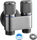 1-In-2-Out Dual Control Valve, held Bidet Sprayer for Toilet G1/2 Double Control ing Machine Faucet Sprayer Kit for Feminine, Pet, Cloth, Bidet Bathroom Cleaning (Grey)