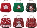 Firlar Christmas Handbag Candy Box, 6 Pcs Candy Jar with lids, Mini Classic Santa Claus Snowman Pattern Candy Containers, Christmas Iron Cookie Box Storage Box Candy box
