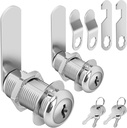 Cam Locks Cabinet Locks Keyed Alike, 1-3/8'' (Length) Cylinder Fits on 1-1/8'' Max Panel Thickness, Secure Files Drawers RV Storage Locks Replacement Set, Zinc Alloy (1-3/8 Inch 2Pcs)