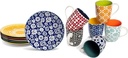 Annovero Coffee Mugs, Salad Plates | Kitchen Dishes for Eating | Microwave Oven Safe | Colorful Porcelain Dinnerware