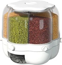 Rice Dispenser, 360° Rotating Grain Storage Food Dispenser,6-Grid Rotating Food Dispenser Food Dispenser Kitchen Organization for Rice, Beans, Grains