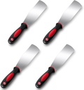 4 Pcs 2'' Lawn Mower Maintenance Deck Scrapers Heavy Duty Stainless Steel Lawn Mower Accessories Tool with Rubber Non-Slip Handle for Dead Grass Putty Deck Remover Cleaning, 10.25'' x 2''