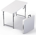 4 Feet Foldable Table Adjustable Height with Built in Handle, Steel Legs | 4FT Heavy Duty Portable | Perfect for Party Dining Wedding Events Picnic Indoor Outdoor Camping Utility Folding - 4 Foot