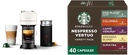 Nespresso Vertuo Next Coffee and Espresso Maker by De'Longhi with Aeroccino Milk Frother, White + Starbucks Capsules, Vertuo Line