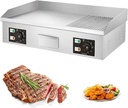 Commercial Electric Griddle, Kitchen BBQ Grill, Stainless Steel Electric Griddle, Nonstick Countertop Hot Plate Commercial BBQ Grill, Two Burners with Thermostatic Control, 110~240V,822