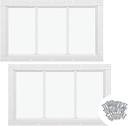 Tandefio 2 Pack 10'' x 18'' White Basement Garage Door Flush Mount Shed Window with Tempered Glass Household Windows with Screws for Chicken Coop Sheds Barns Playhouse