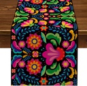 Nepnuser Mexican Fiesta Table Runner Dia De Los Muertos Decorations Cinco De Mayo Rustic Linen Home Dining Room Kitchen Table Decor 72 Inches Long